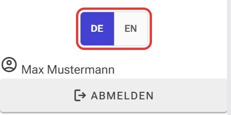 Sprachwahl DE / EN unten im Seitenmenü (rot markiert)