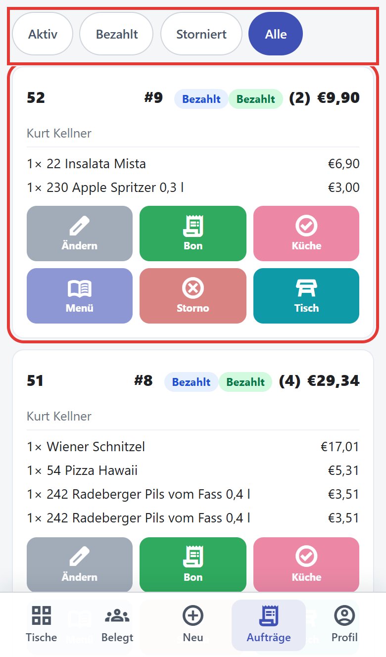 Meine Bestellungen, Filter Alle: zwei bezahlte Bestellungen #9 und #8