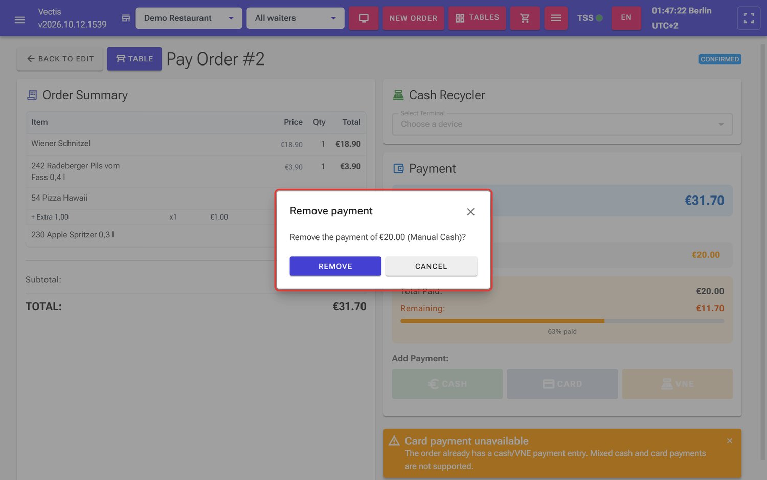 Remove payment question
