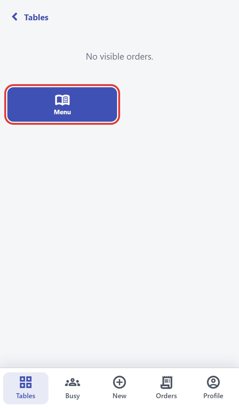 Free table with the Menu button (outlined in red)